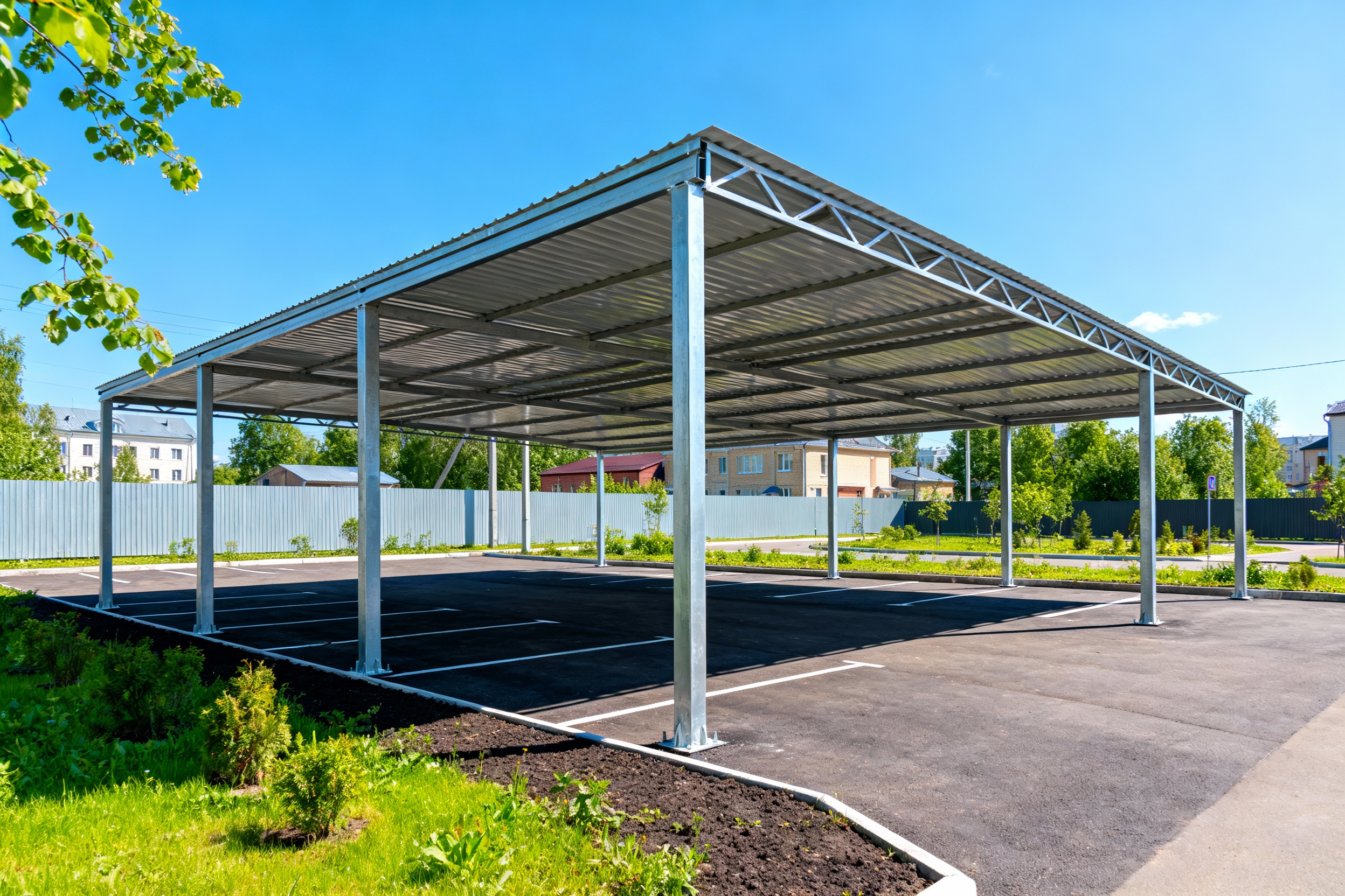 Навесы для автомобилей из металлопрофиля и поликарбоната - защита от солнца и дождя